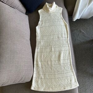 Lauren Ralph Lauren Turtle Neck Knit Lined Sleeveless Cream Dress Size Large